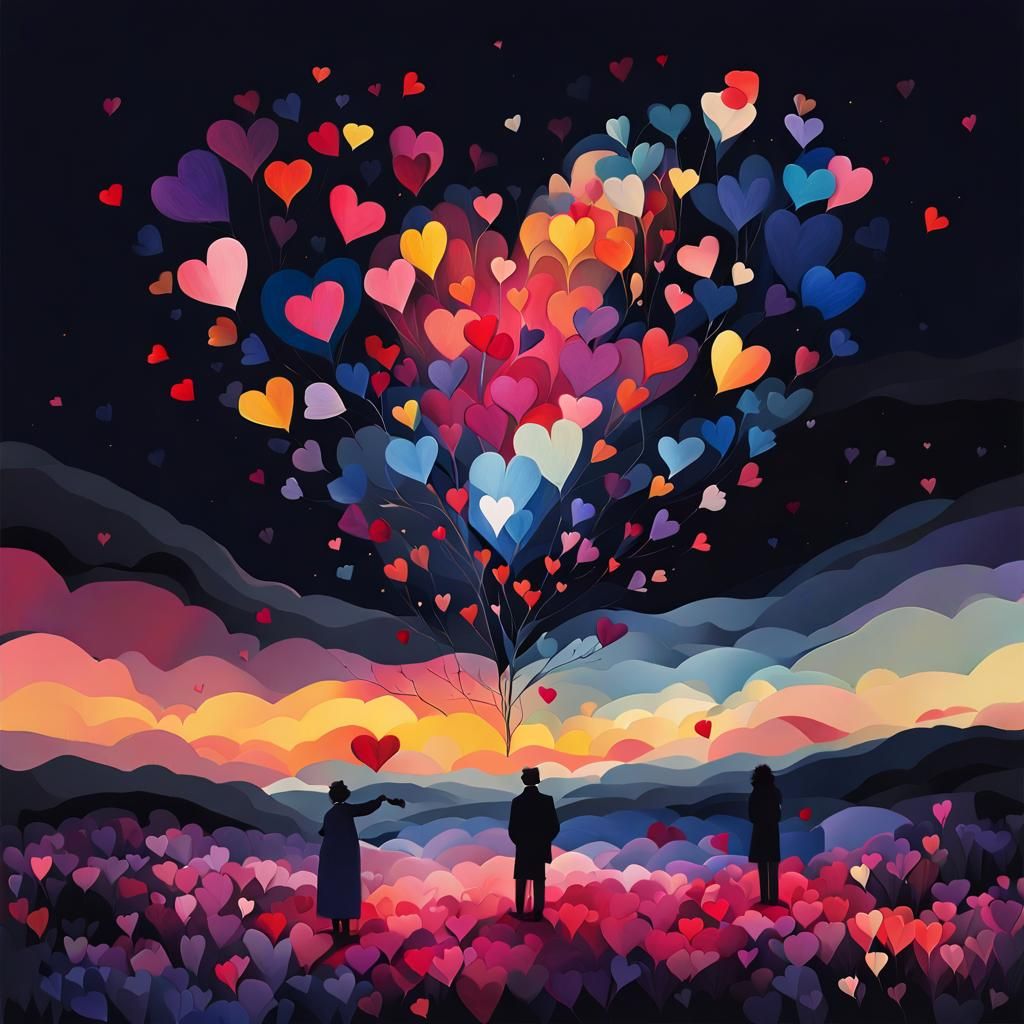 Heart Impressionism Reimagined: A Matte Abstract Masterpiece