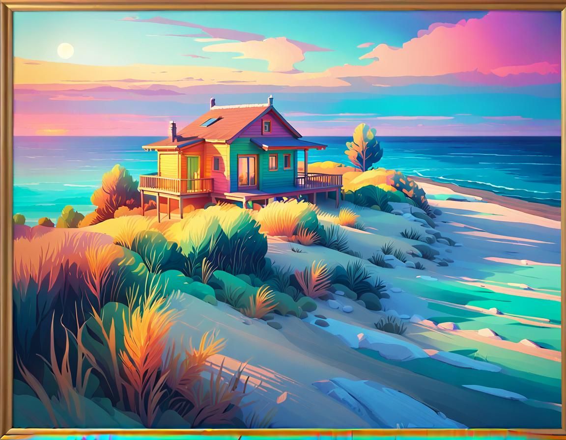 Colorful Seaside Villas with Chromatic Aberration
