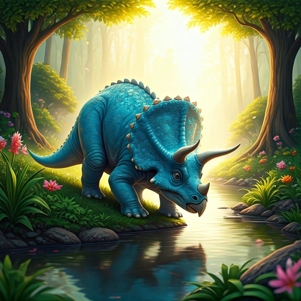 Sky Blue Triceratops Drinks by Crystal Stream