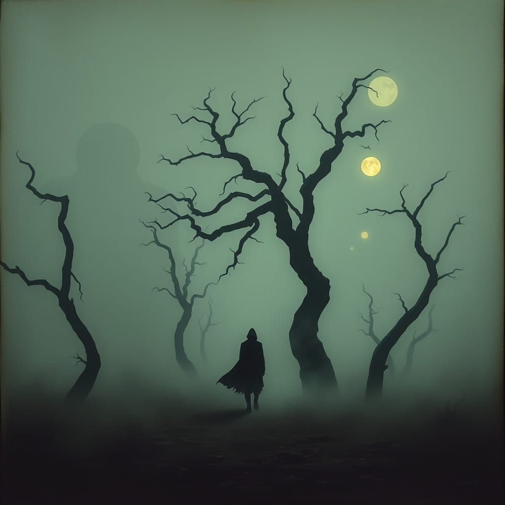 Surrealistic Figure in a Haunting Biomechanical Landscape