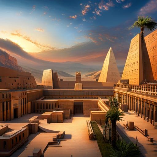 Hyperdetailed Ancient Egyptian City Digital Painting