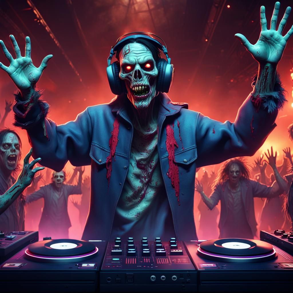 Zombie Rock Concert with Ghost-Faced Killer DJ
