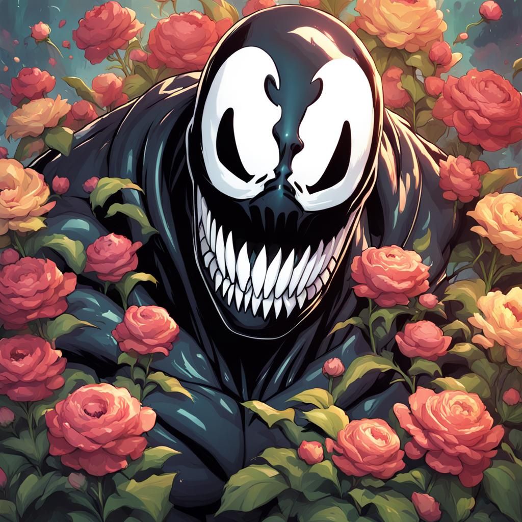 Venom Flowey Portrait in Hyperdetailed Style