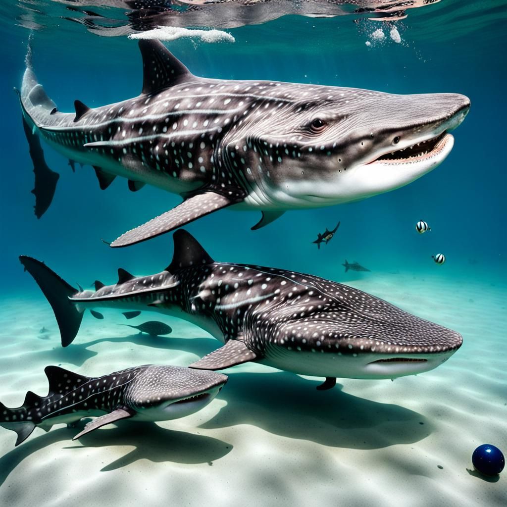 Whale Shark's Playful Encounter with Fruit and Ball