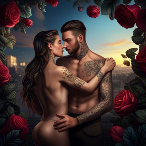 Romantic Lovers Portrait in Detailed Matte Painting