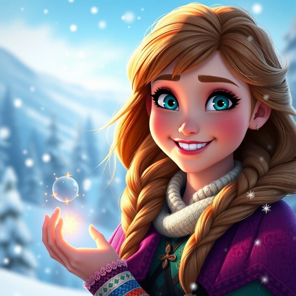 Princess Anna Portrait in Snowy Arendelle