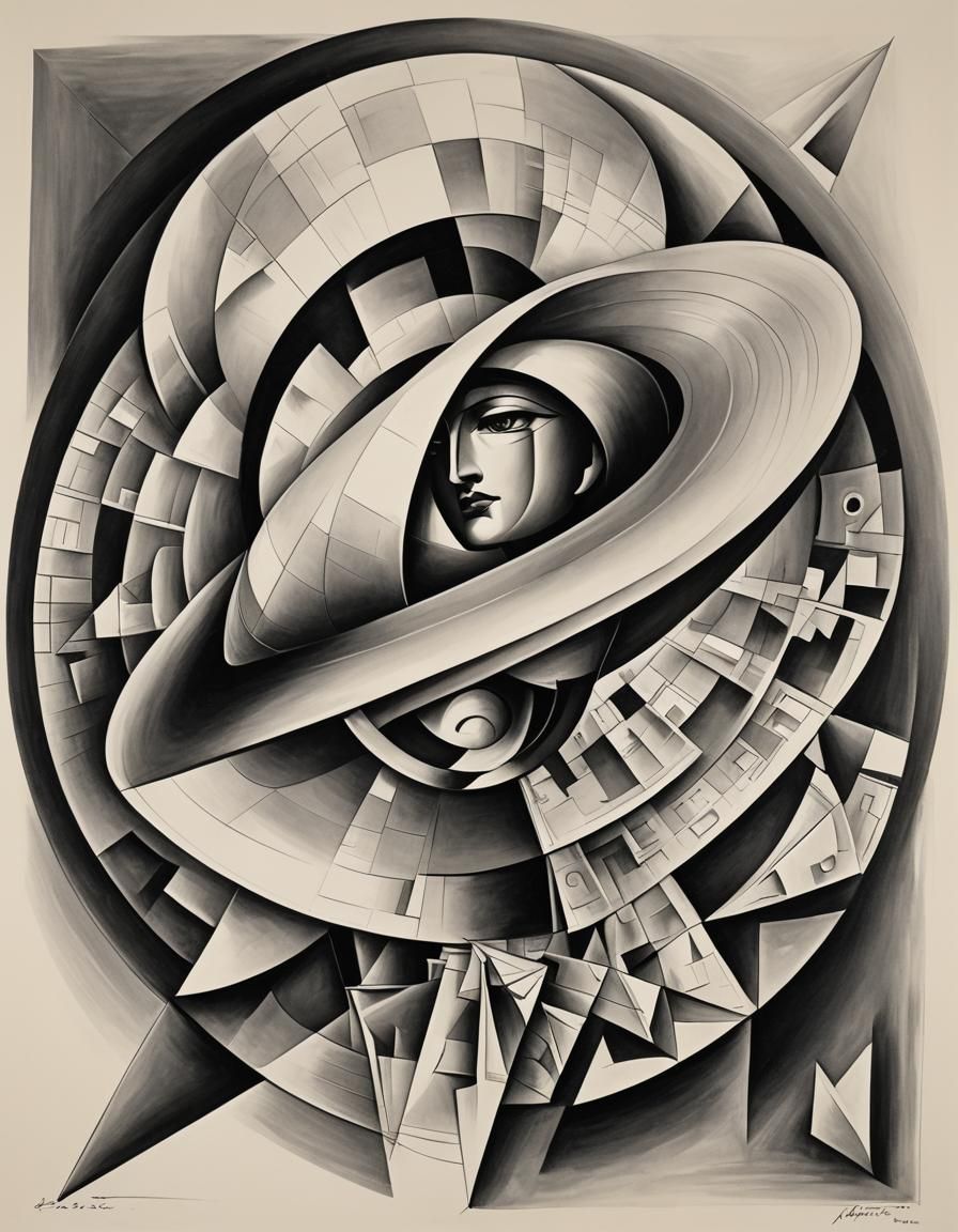 Classic Flying Saucer in Cubist Style