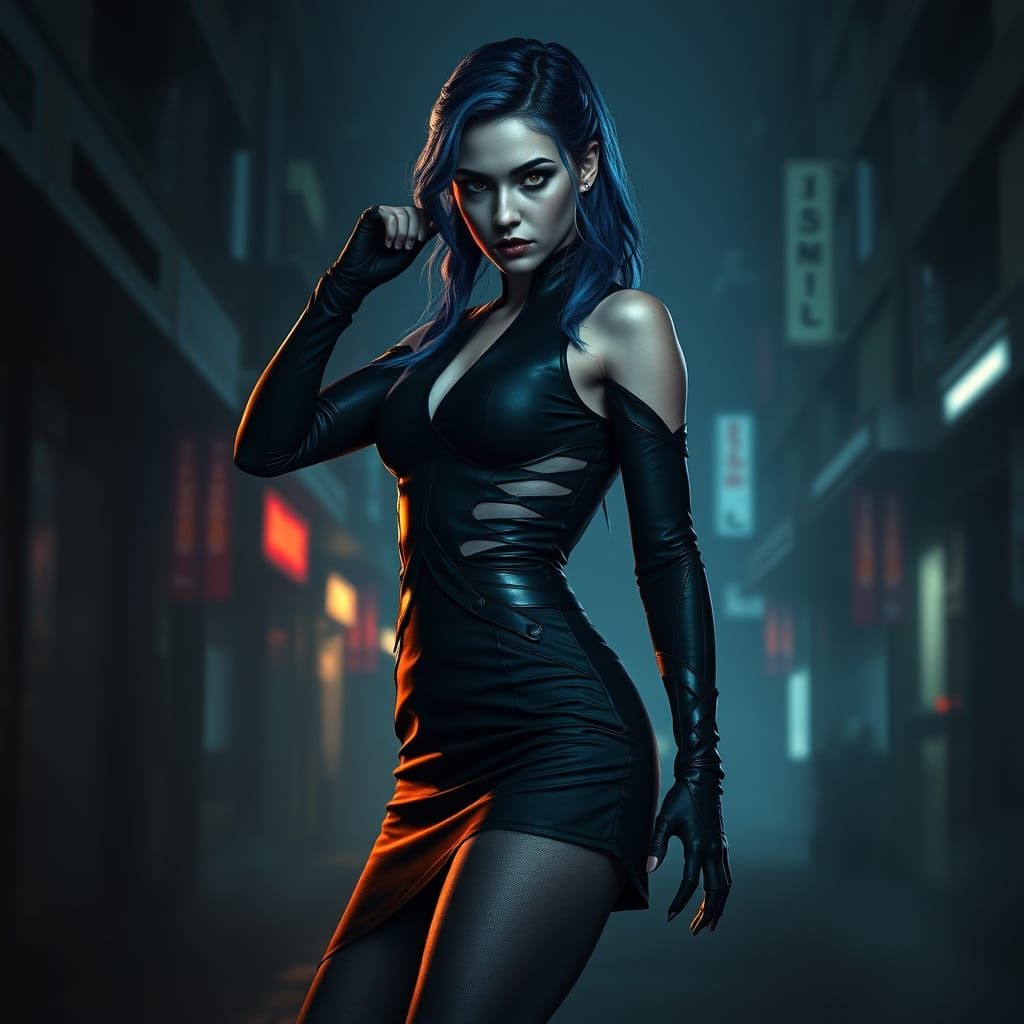 Gritty Urban Portrait of Luna Snow in Dark, Gothic Style