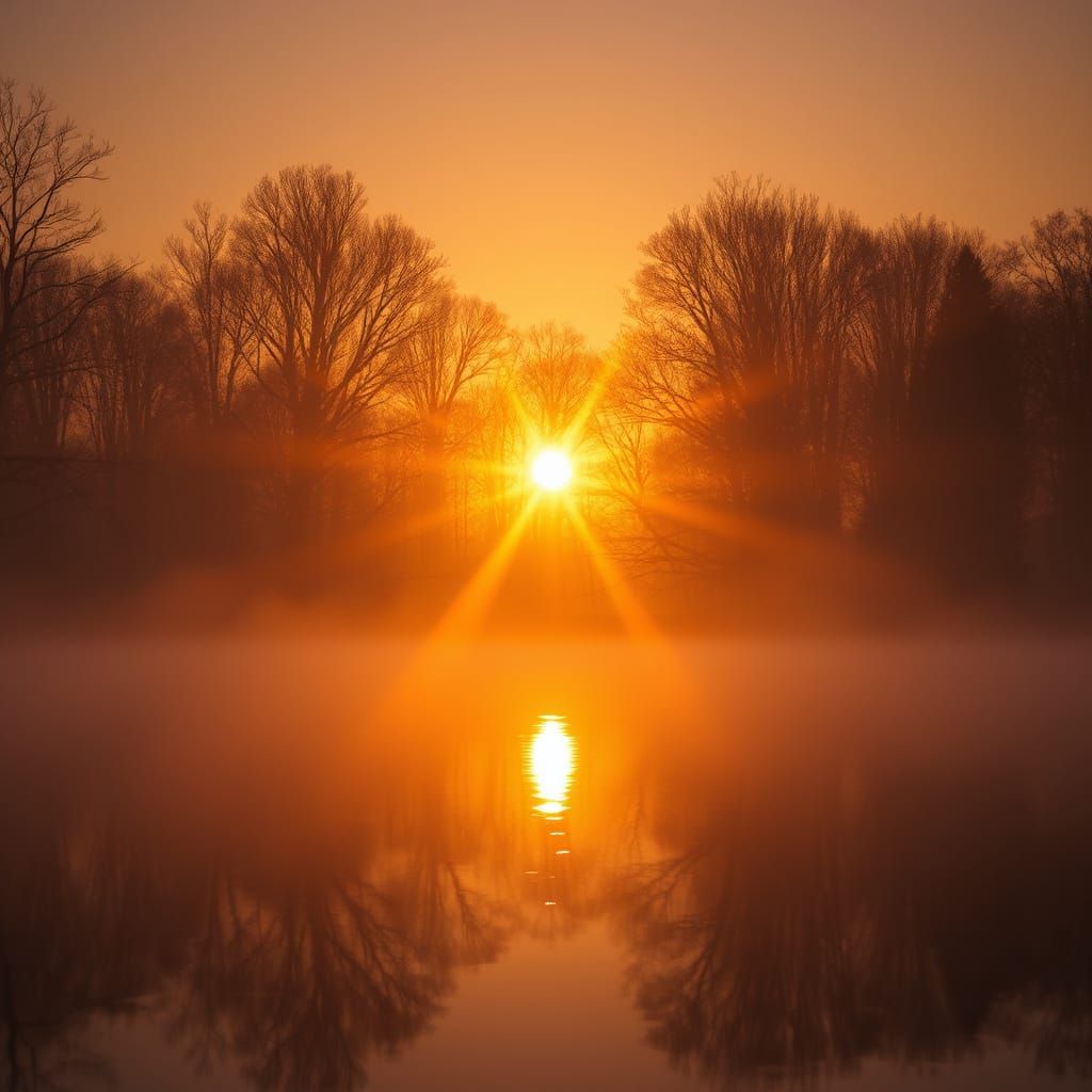 Sunrise with Golden Hour Light, Fantasy Art