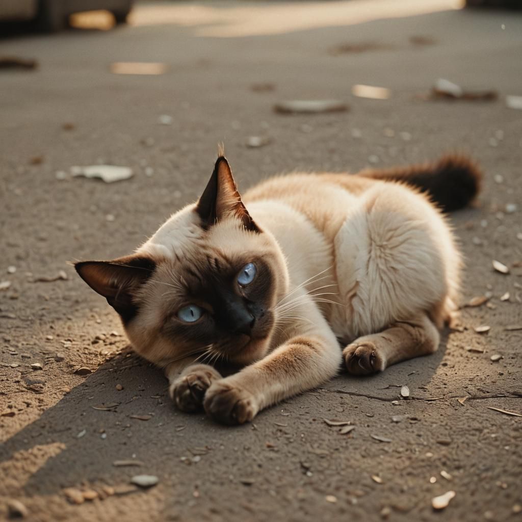 Siamese Cat Portrait in Cinematic Film Style