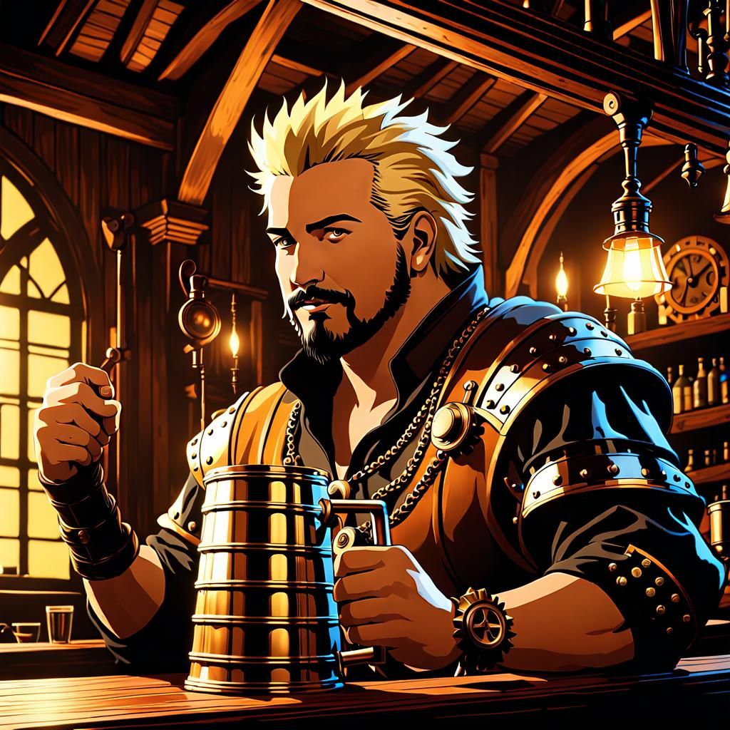 Guy Fieri Raises Ale in Steampunk Tavern