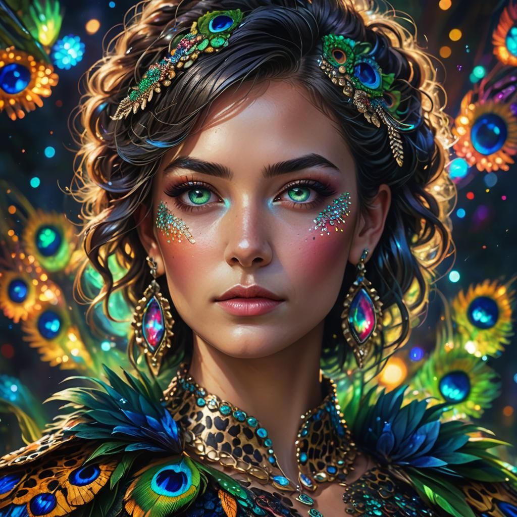 Vivid Portrait of a Woman with Dragon Scales in Digital Art