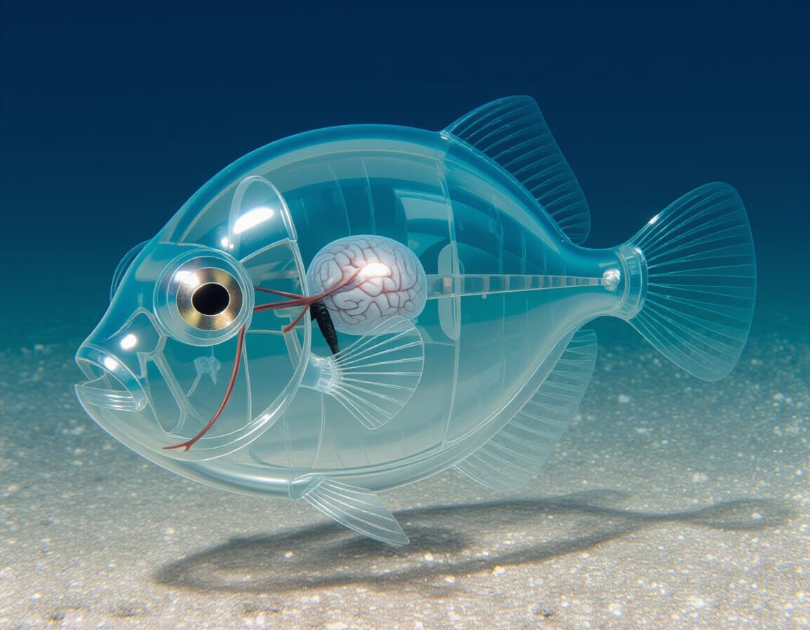 Deep Sea Barreleye Fish with Transparent Skull