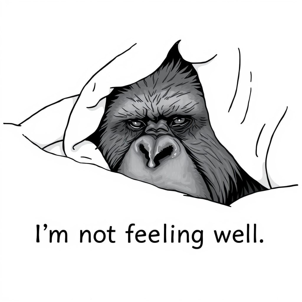 Sick Sasquatch in Bed in Monochrome