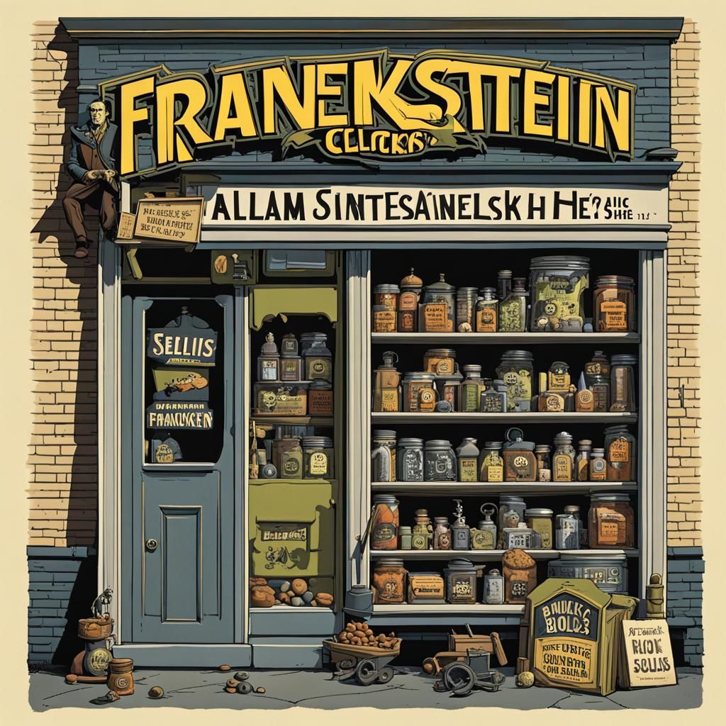 Frankenstein's Monster's Shop: Detailed Matte Painting