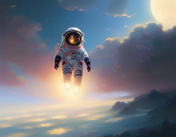 Chibi Astronaut Girl in Ghibli Style