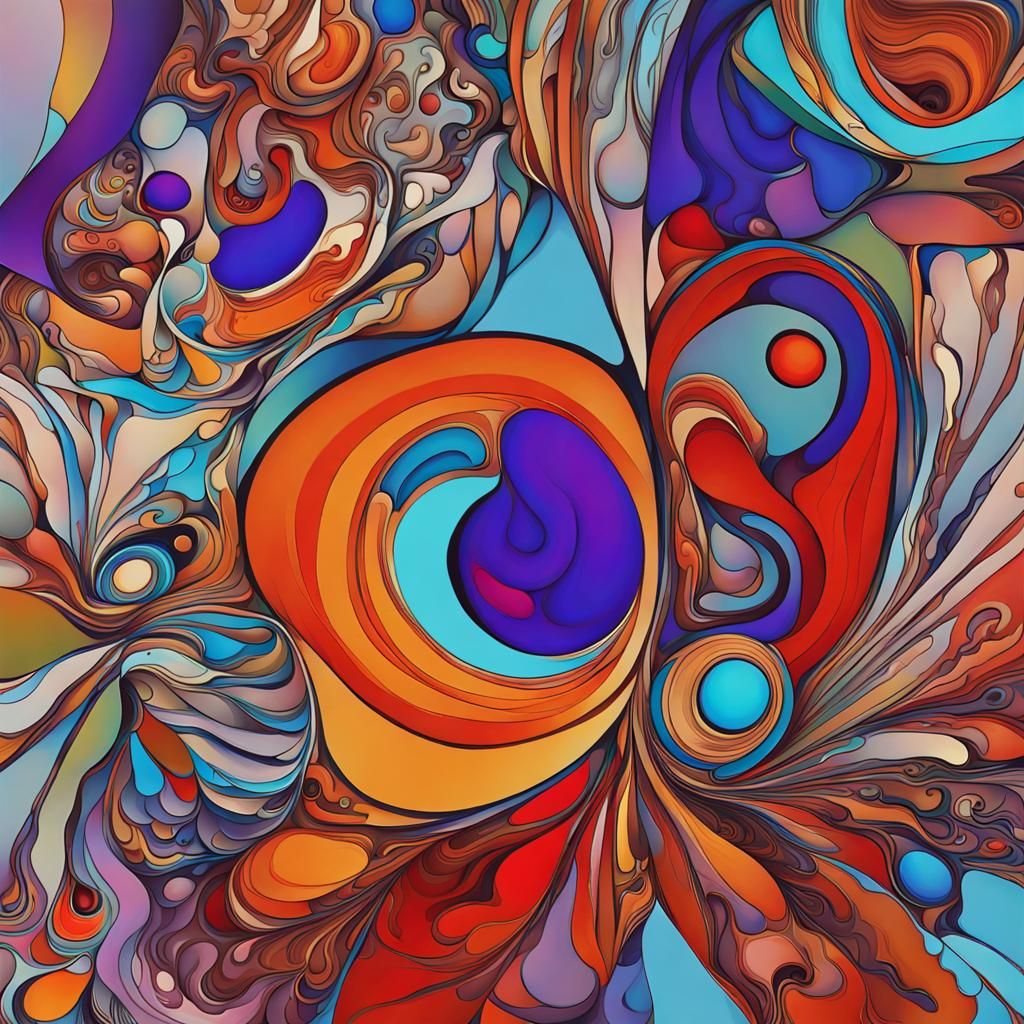 Abstract Art with Complementary Colors and Fine Details