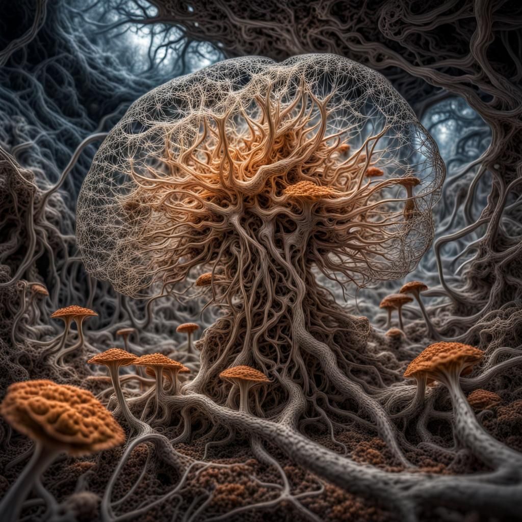 Cosmic Mycelial Network in Hyperrealistic Detail