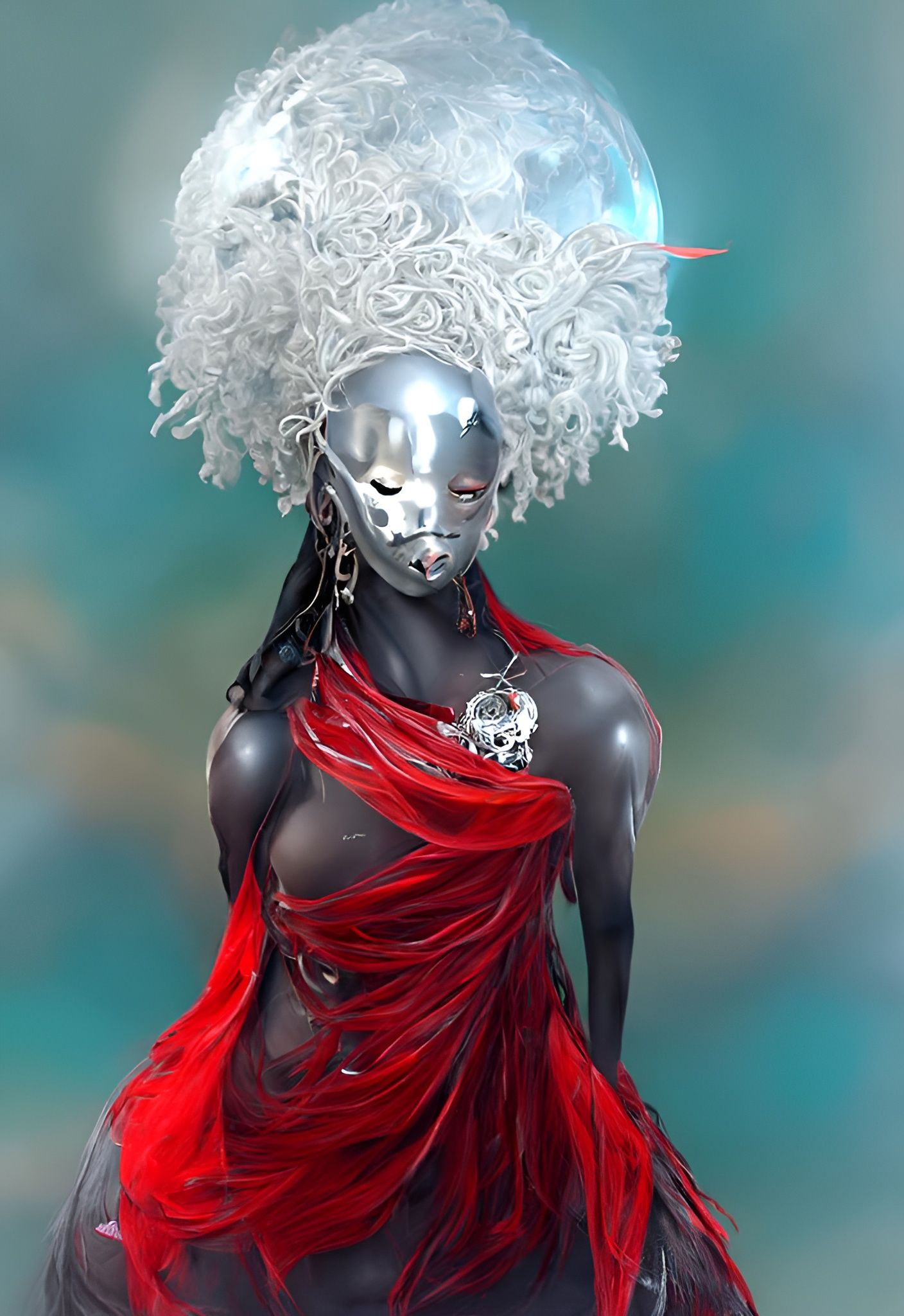 Ethereal Voodoo Woman with Silver Afro, 8K