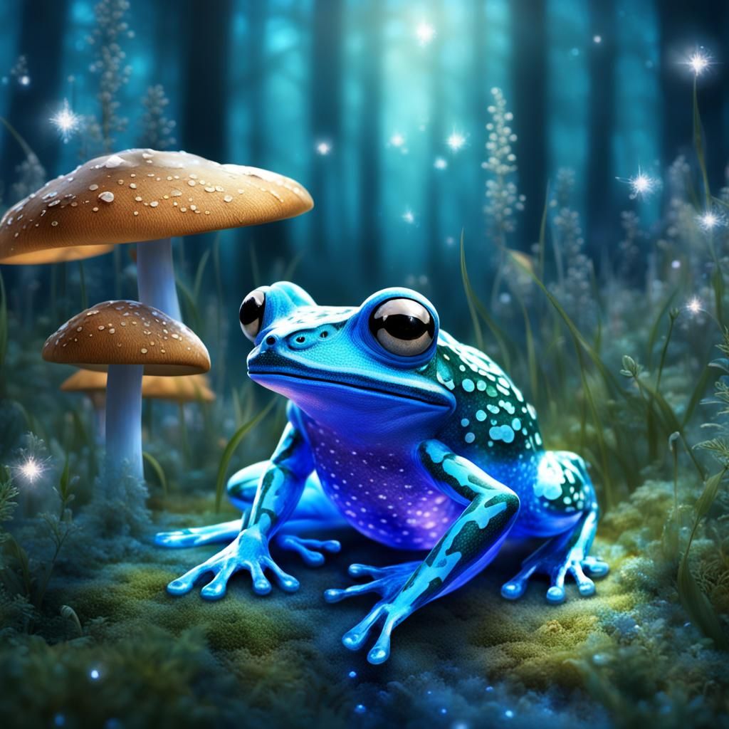 Translucent Crystal Frog in Magical Forest