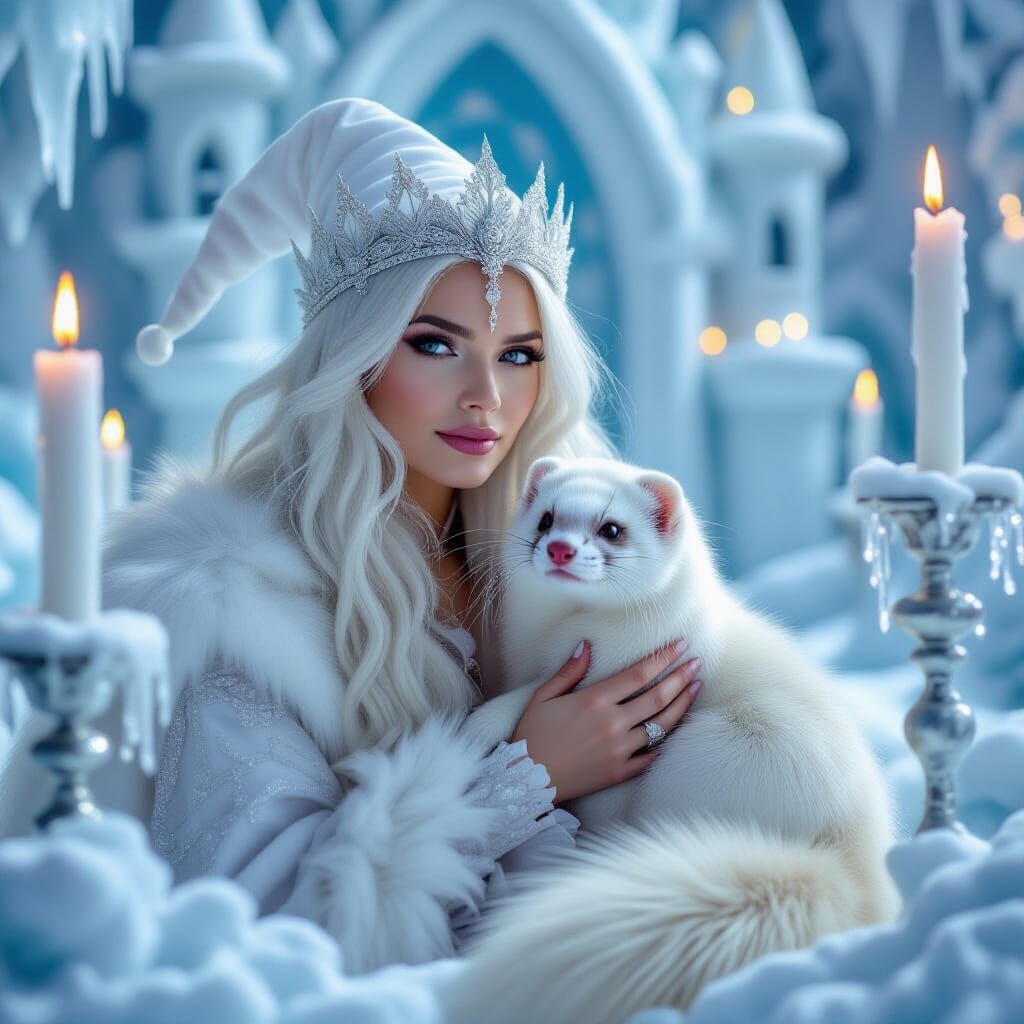 White Witch and Ferret Familiar in Icy Castle