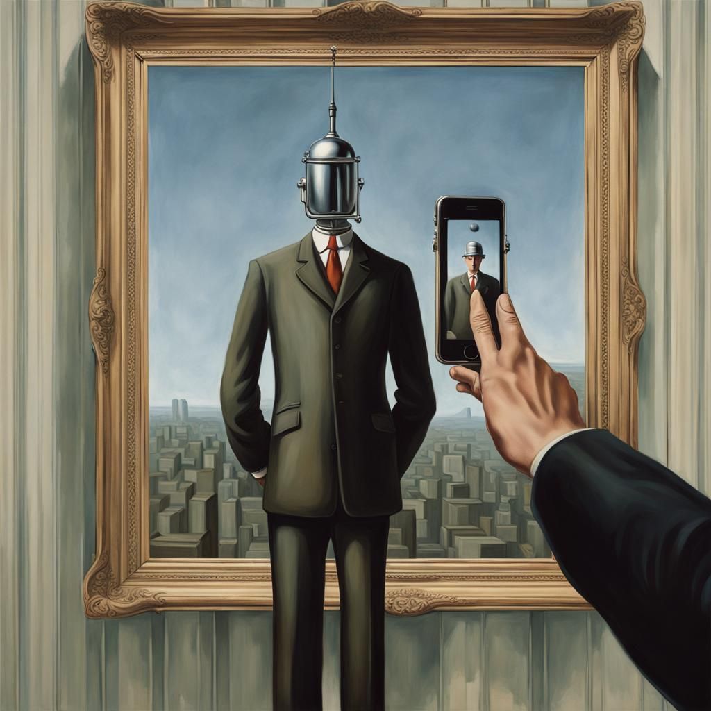 Surreal iPhone Selfie in Magritte Style