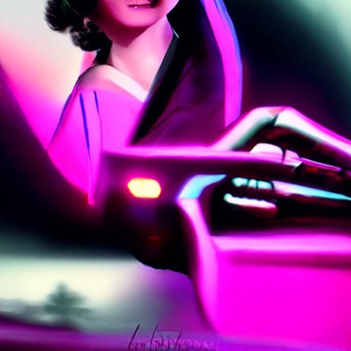 Retro Synthwave Portrait of a Lady
