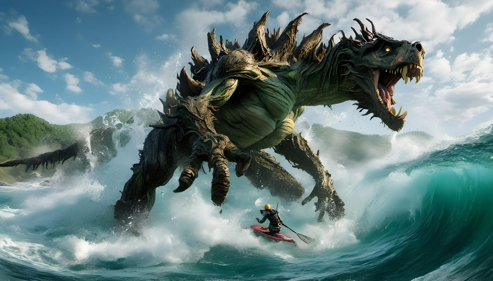 Mythical Chinese Dragon in Japanese Forest: 3D Art