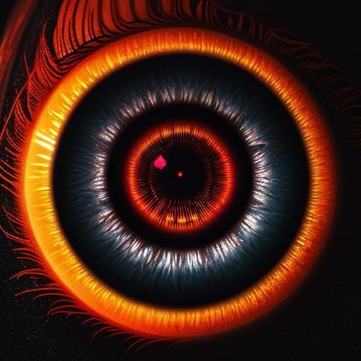 Macro photography, red wyvern eye glinting golden, with a hi...