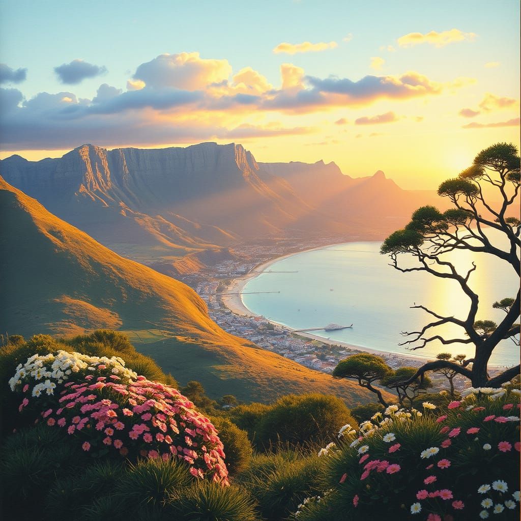 Sunset over Table Mountain in Dreamy Cape Town