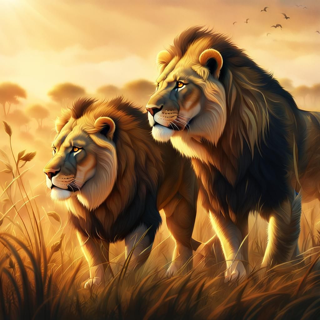 Lions Gathering Friends on the Savannah