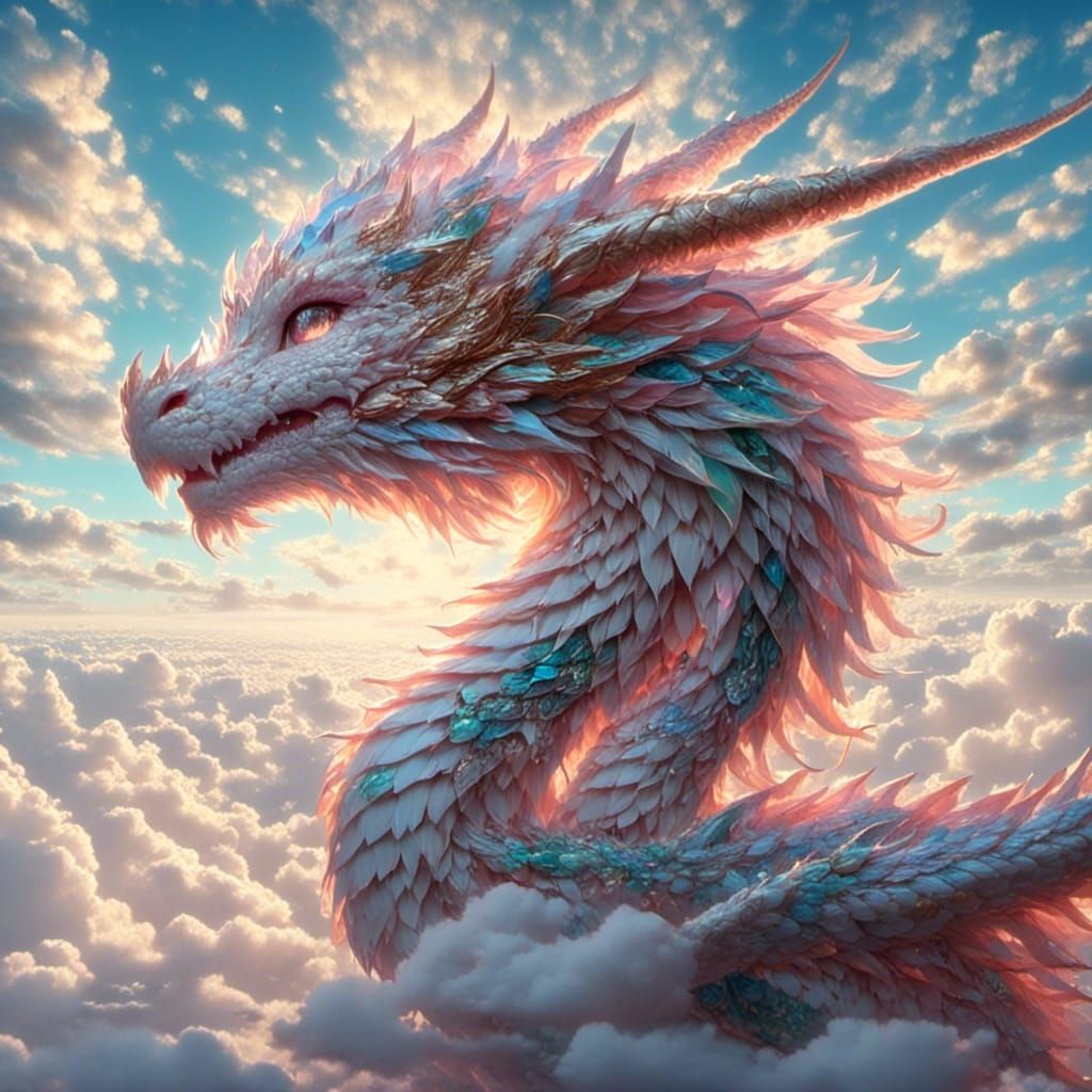 Pastel Dragon Portrait in Anime Style