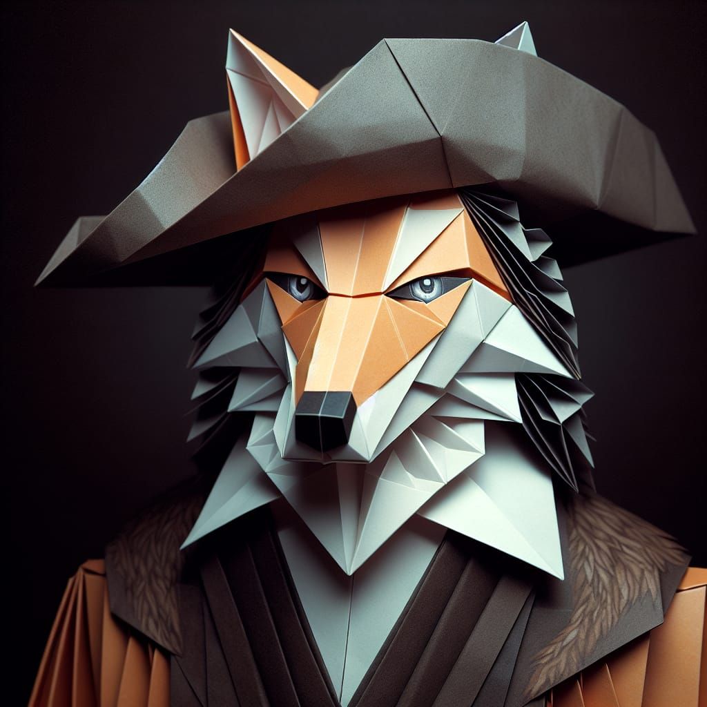 Woofly Portrait in Rembrandtigami