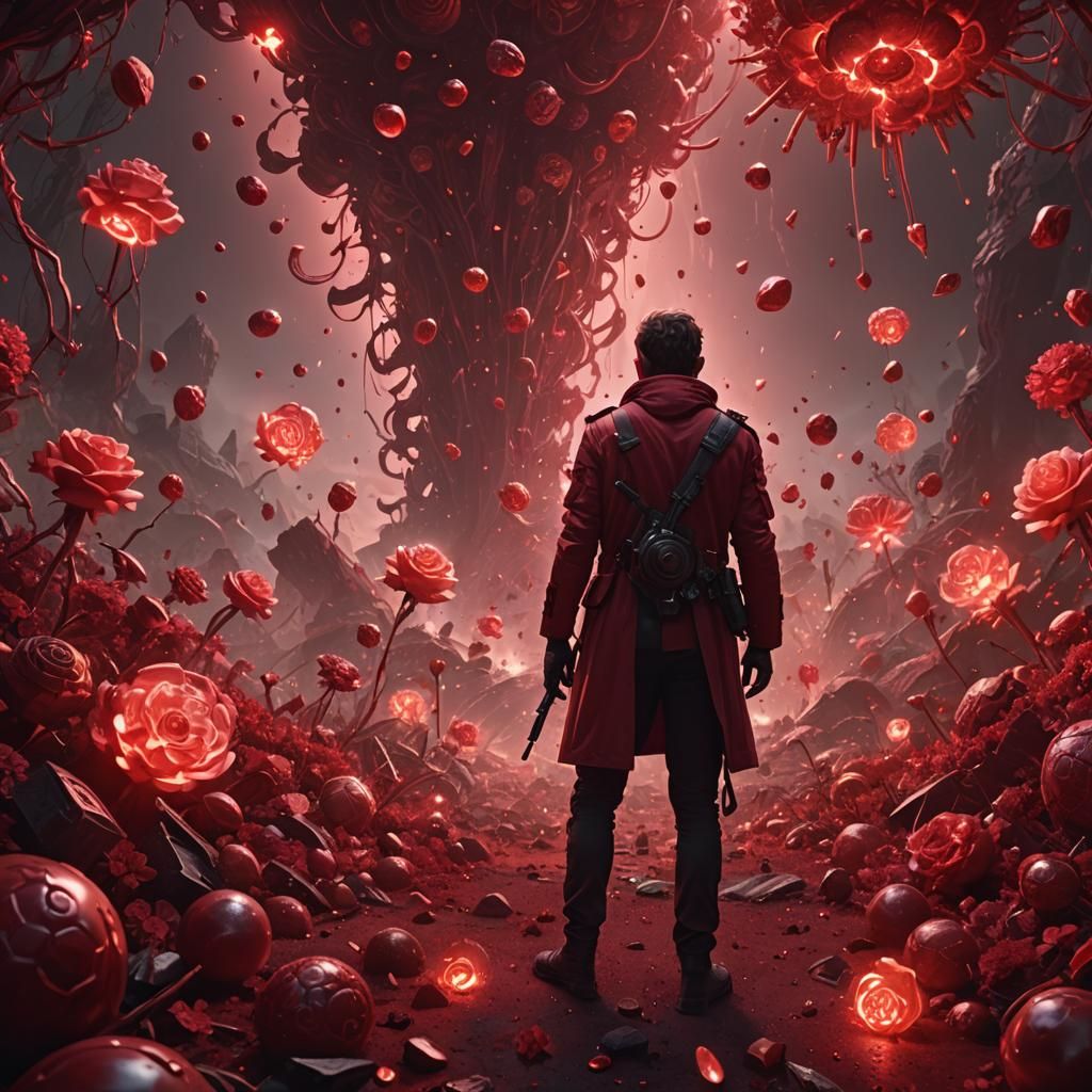 Explosion of Red: Fantastical Concept Art in 8K