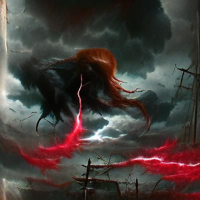 Sinister Black and Red Lightning Strike