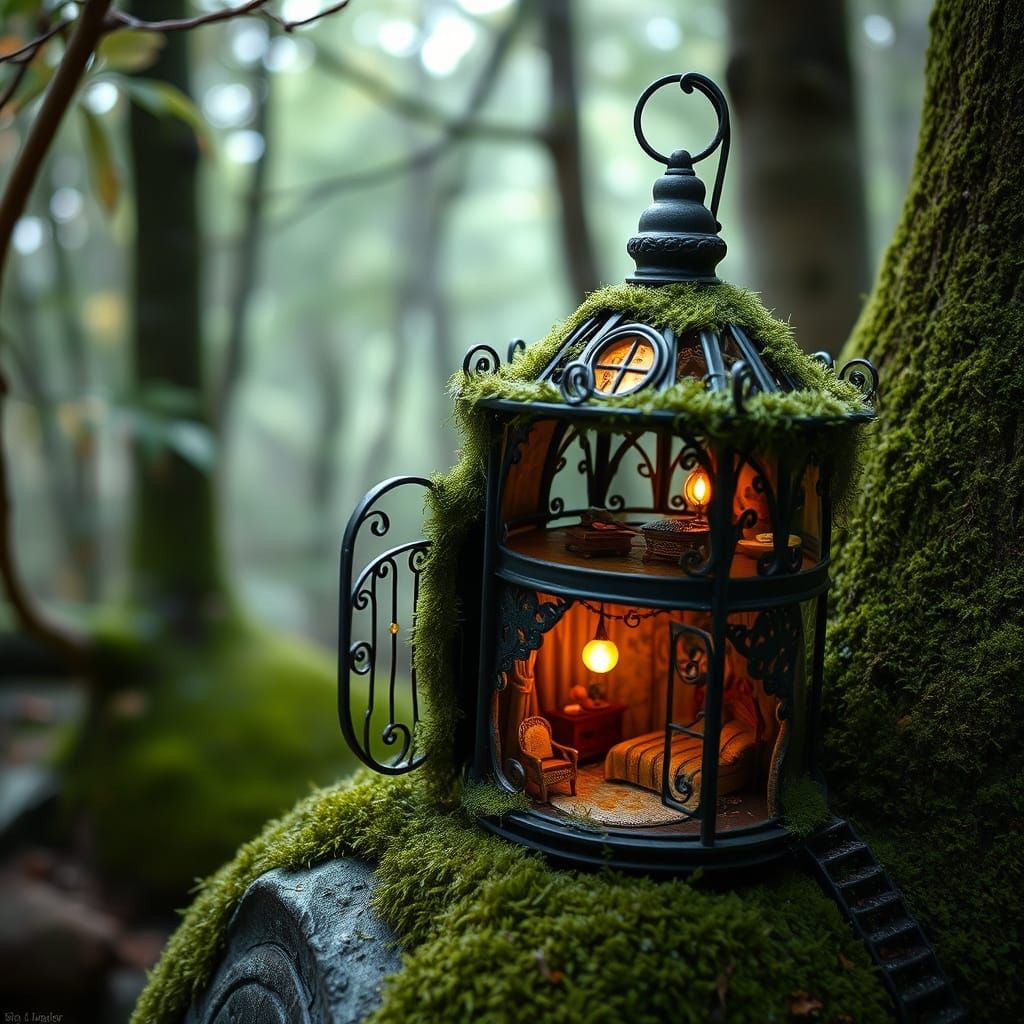Enchanted Fairy Lantern Home in the Woods