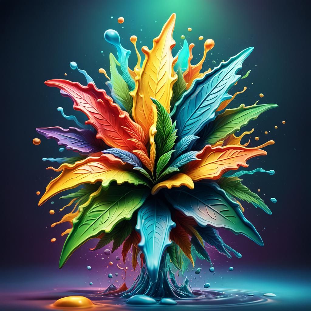 Hyperrealistic 3D Cannabis Logo Concept Art