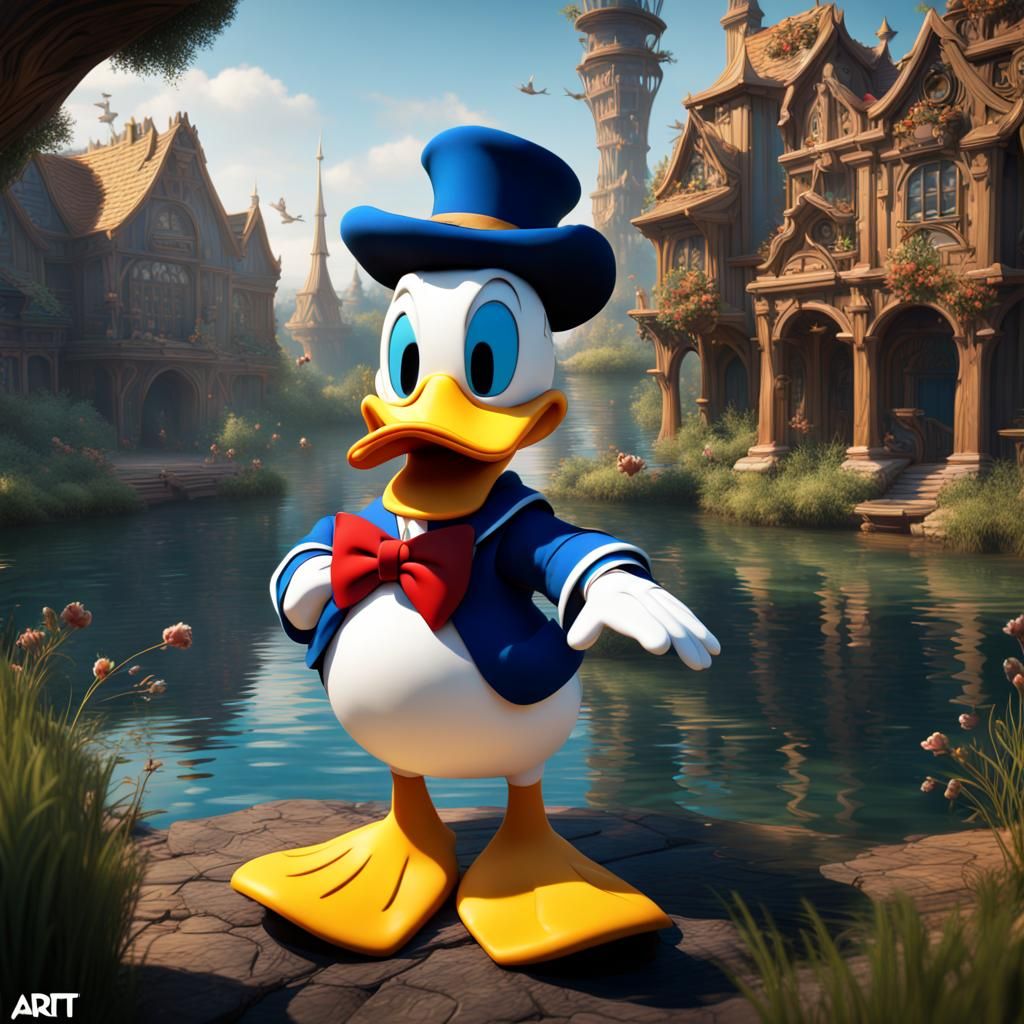 Detailed Matte Painting of Donald Duck