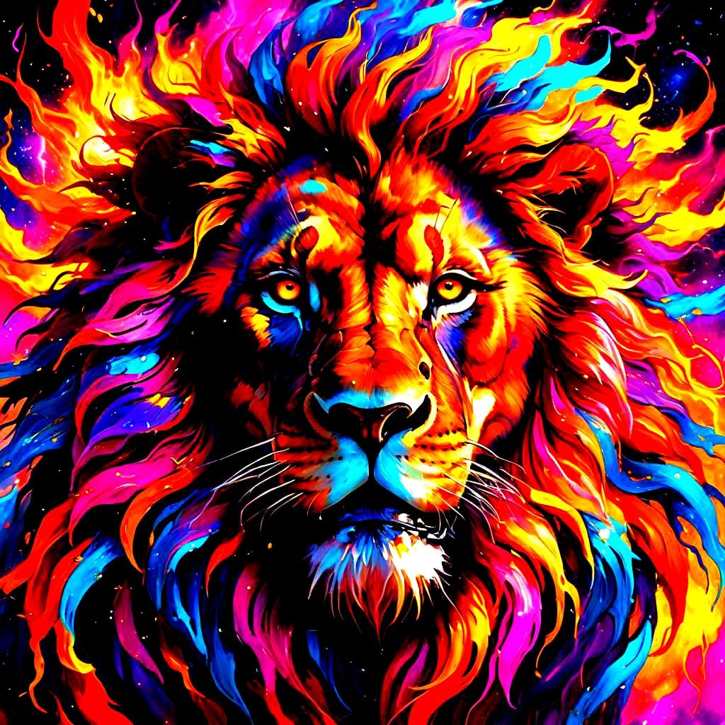 Cosmic Lion Orb of Fire and Electricity