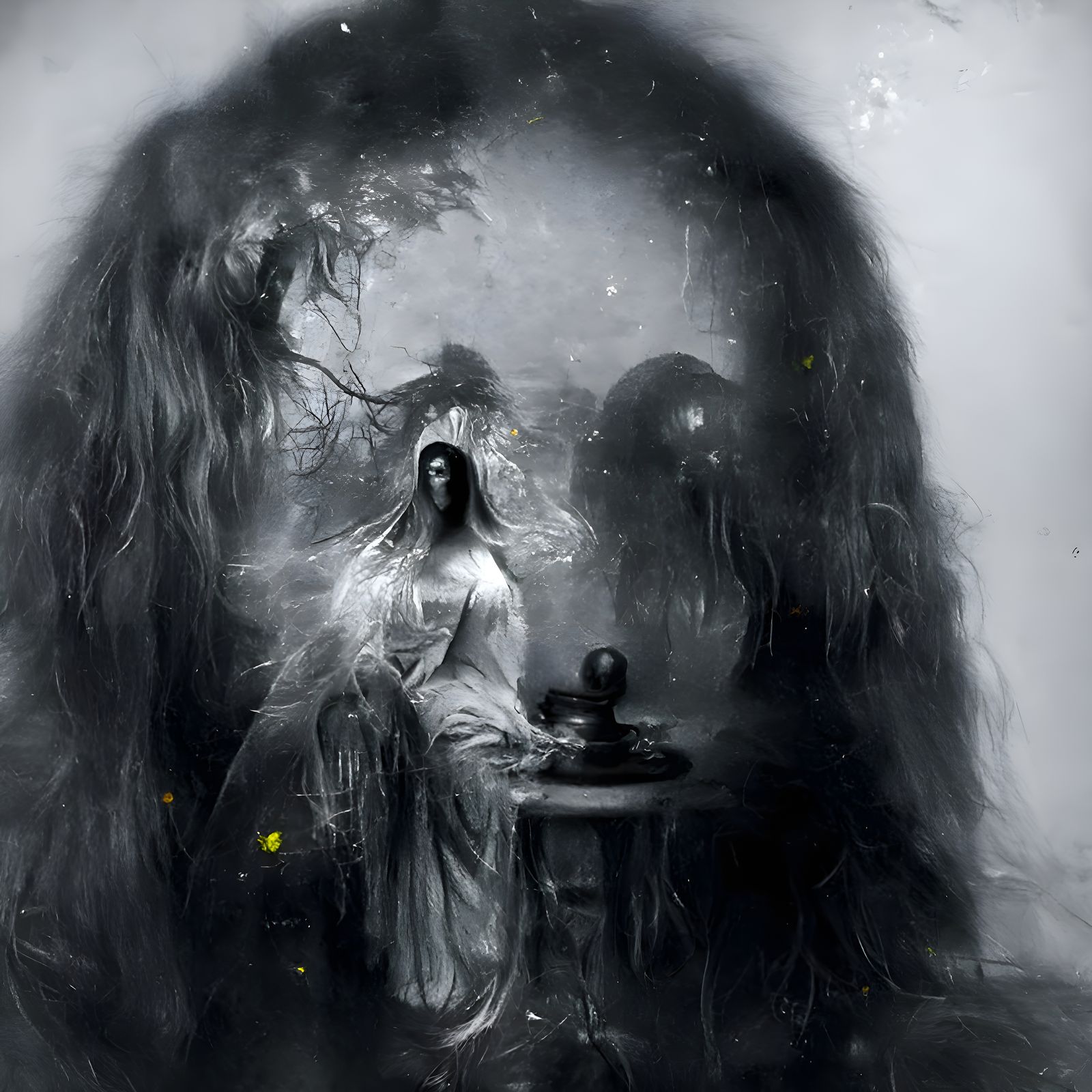 Eerie Banshee Portrait in Vintage Supernatural Photo Style