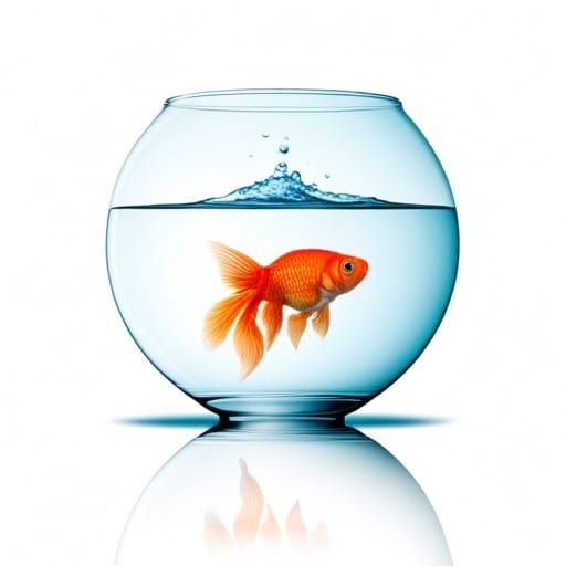 Robot Goldfish Swimming in Battery Water: Hyperrealism