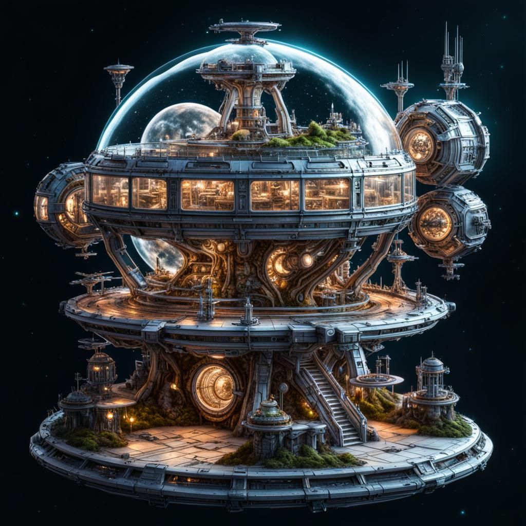 Fairies' Miniature Space Station Creating Magic