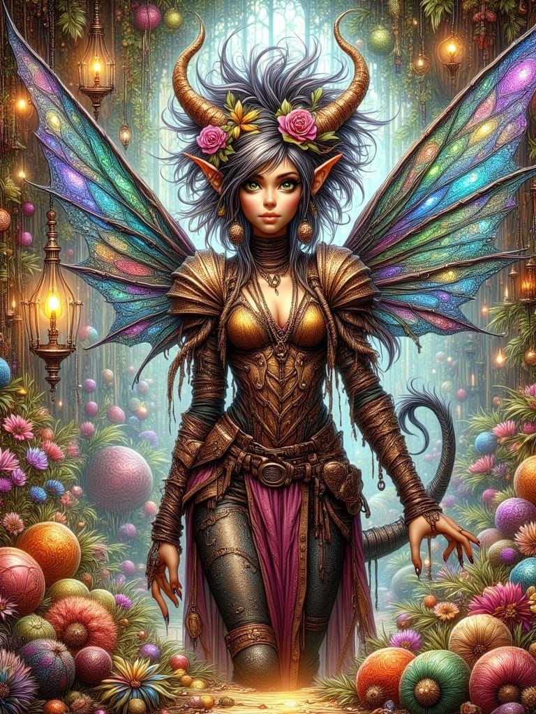 Cyber Knight Dragon Pixie in Hylozoic Techno Style