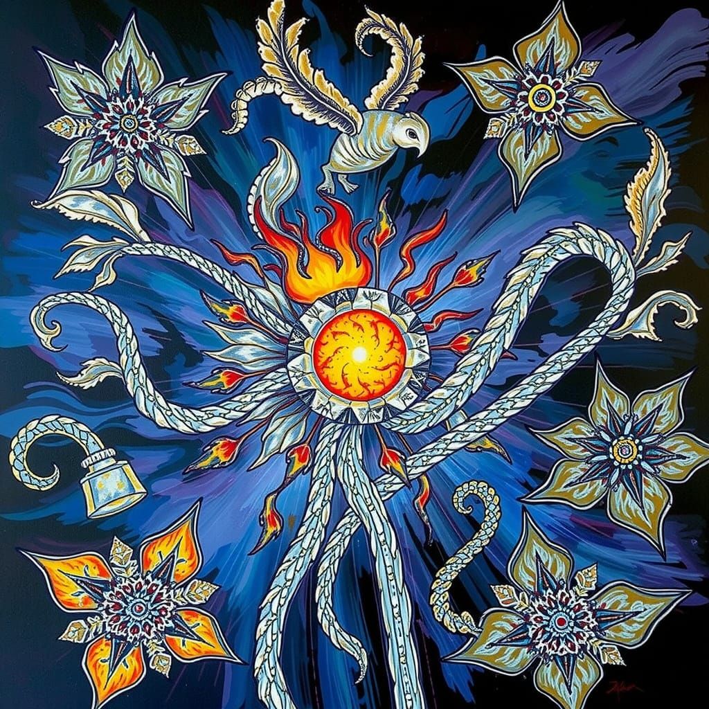 Expressive Red Sculpture of Imminent Glory