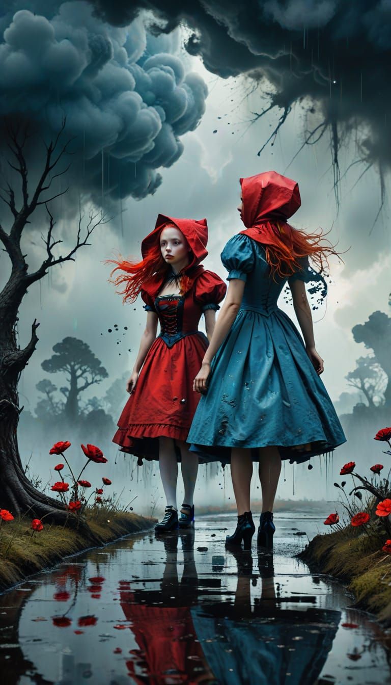 Chaotic Weather in Surreal Watercolor Abstract