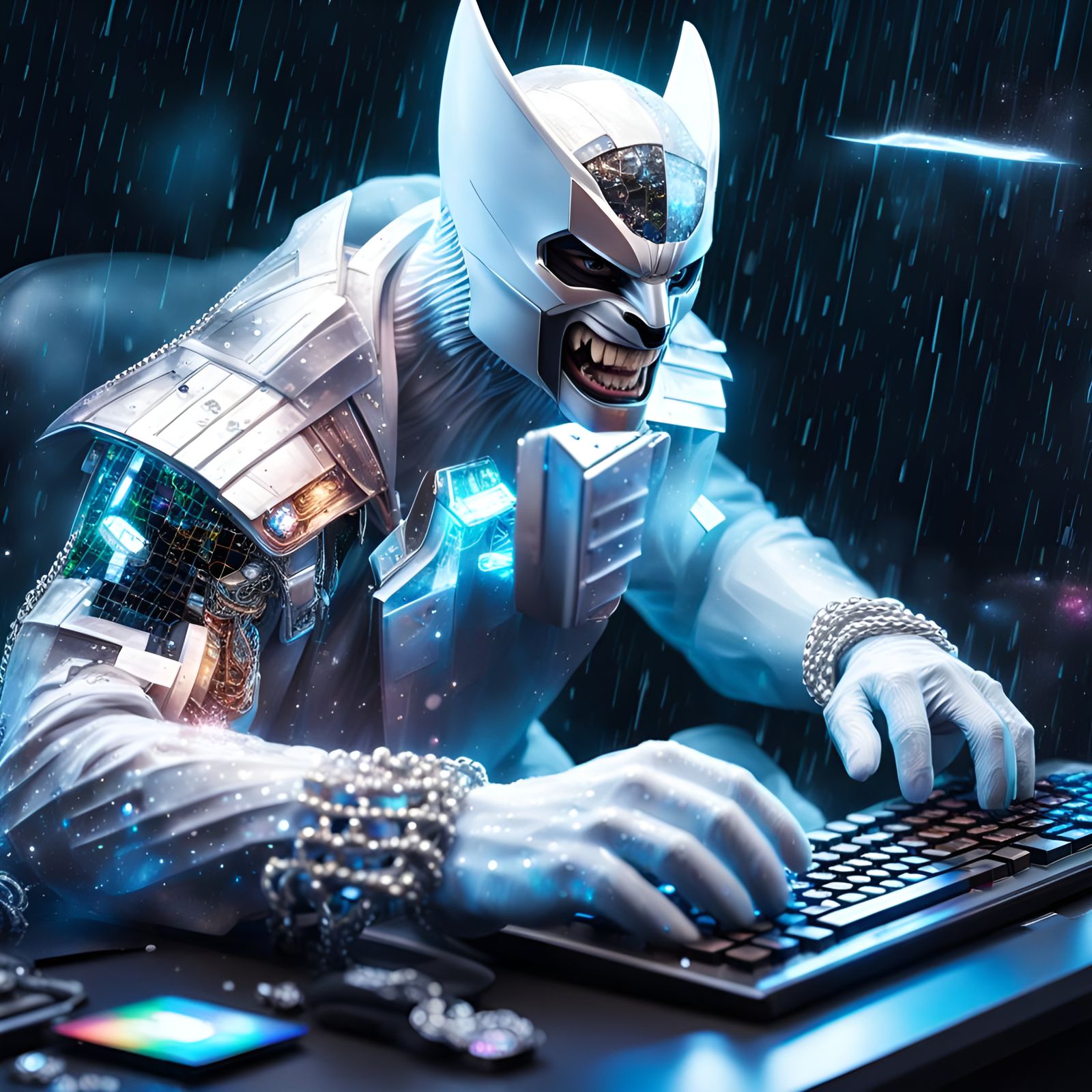 Ice White Wolverine Writing Important Email