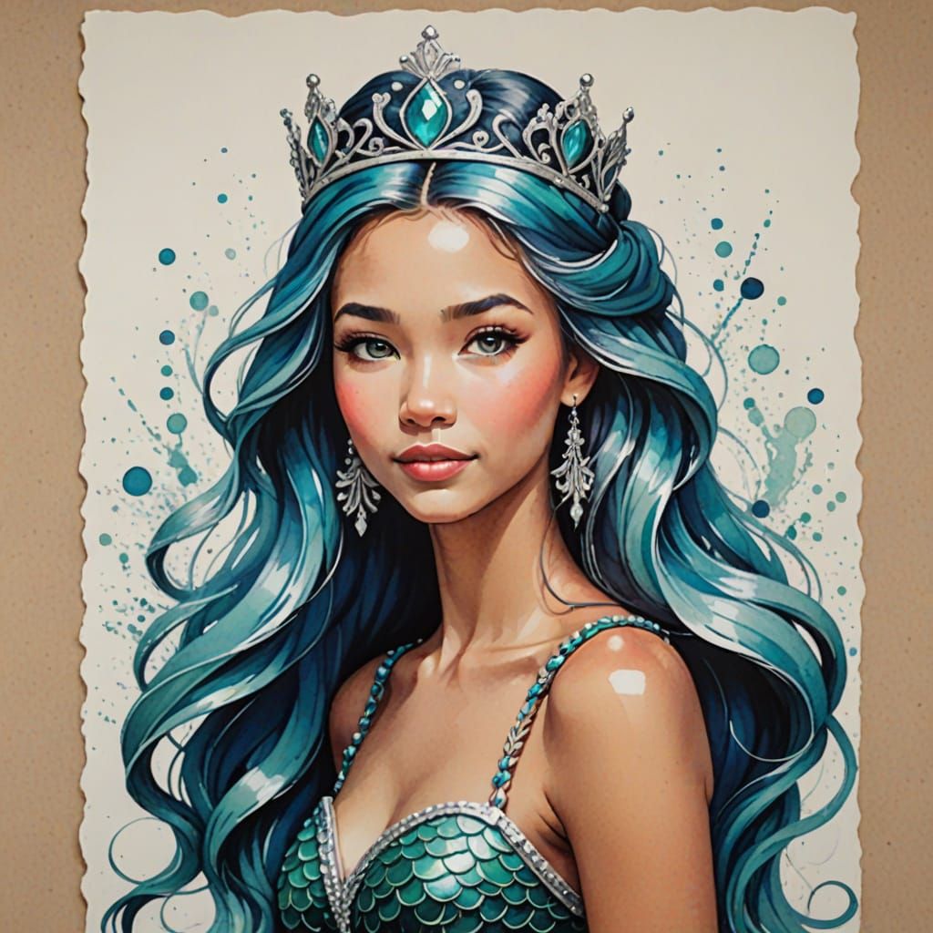 Mermaid Portrait in Vibrant Complementary Colors