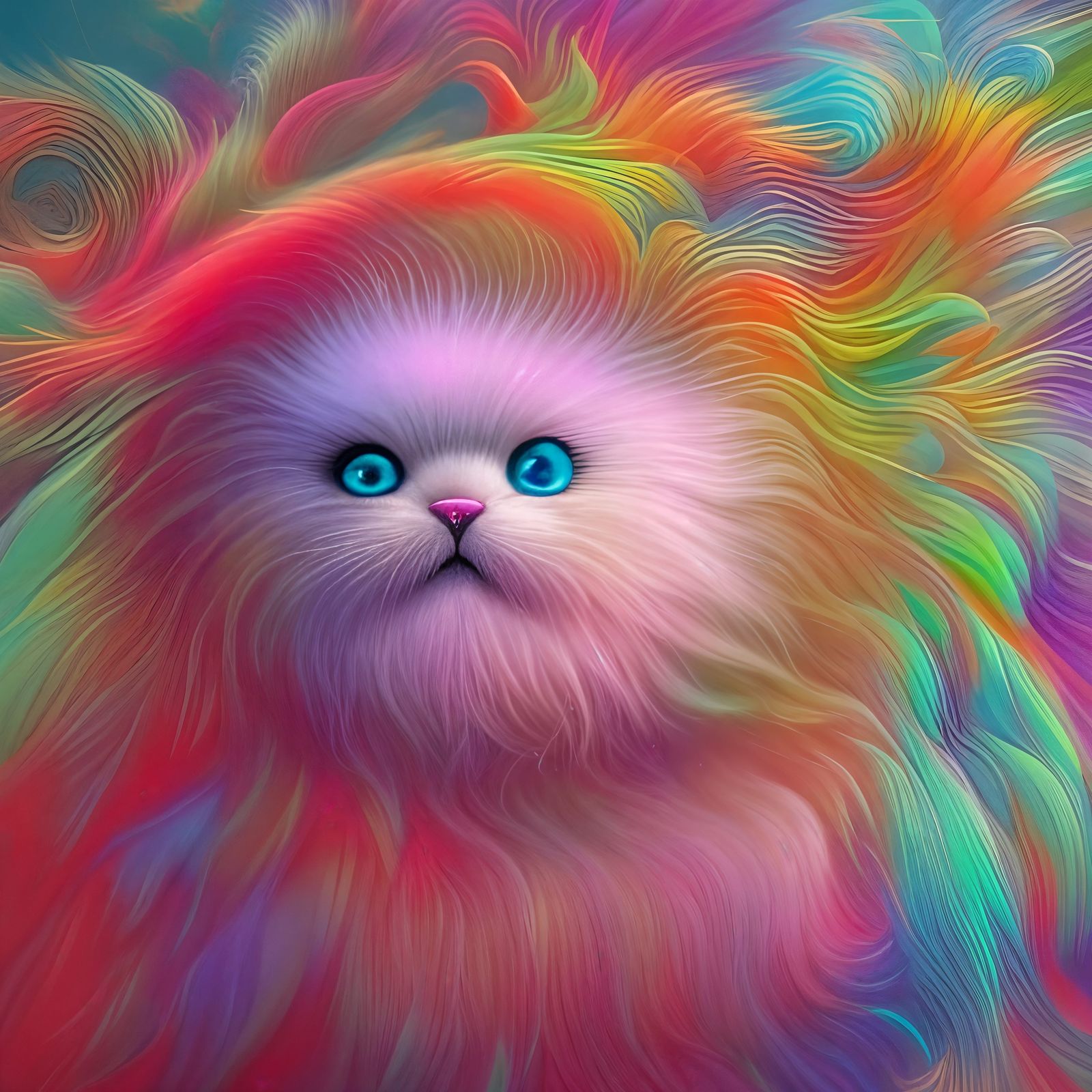 Psychedelic Fluffy Face in Japanese Art Style