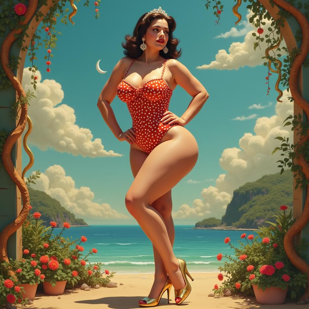 Curvaceous 50s Pin-Up in Fantasy Setting