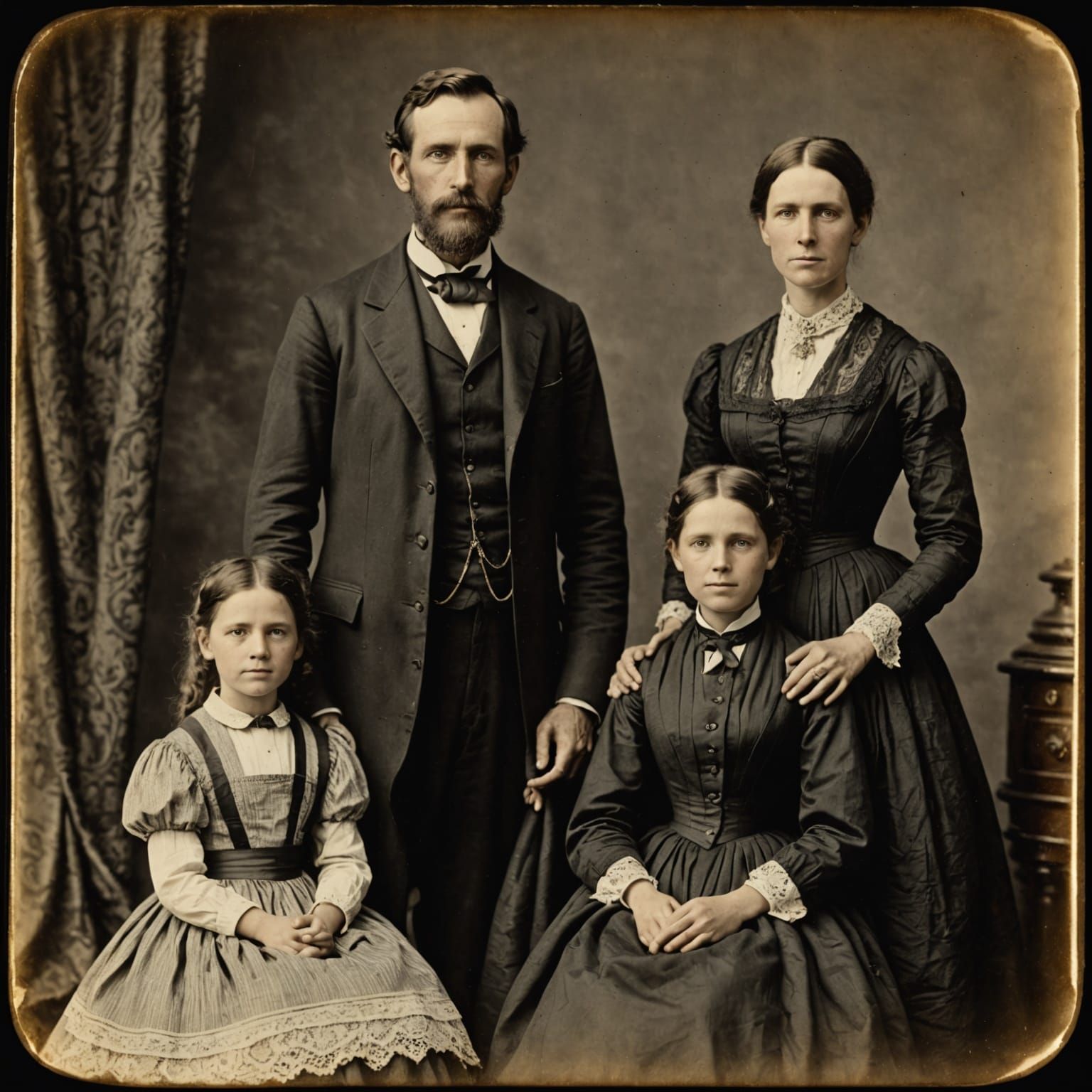 Historical Family Portrait in Wet Plate Style
